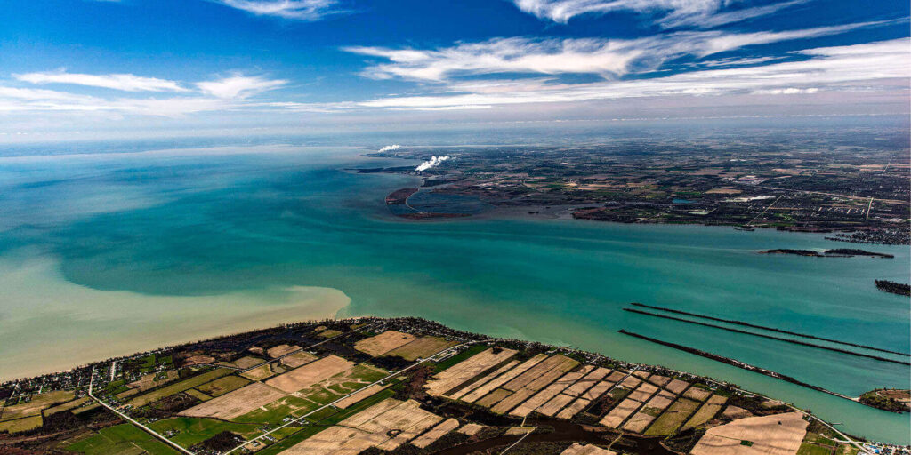 Detroit River draining into Lake Erie